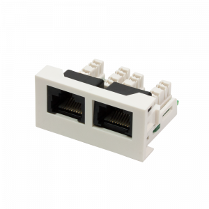 22.5x45 Mosaic insert with 2xRJ45 Cat.6 sockets, white